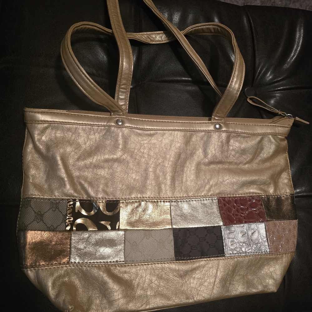 Patchwork Gold Small Tote Bag